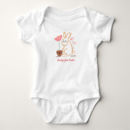 Baby's eerste paashaas tuin handgetekend ontwerp romper