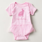 Baby's eerste paasroze hartbundel romper (Voorkant)