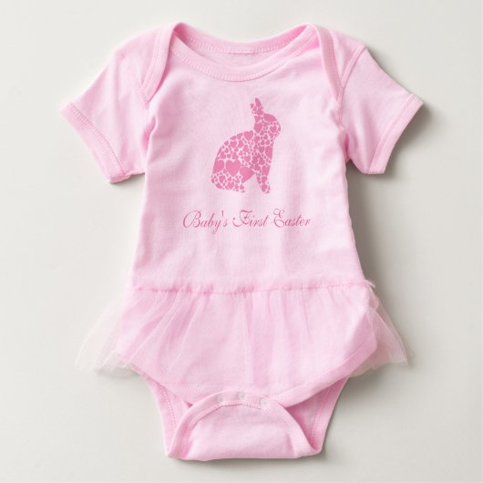 Baby's eerste paasroze hartbundel romper (Voorkant)