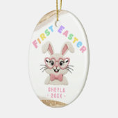 Baby's eerste Pasen Konijn Hart Bril Keramisch Ornament (Links)