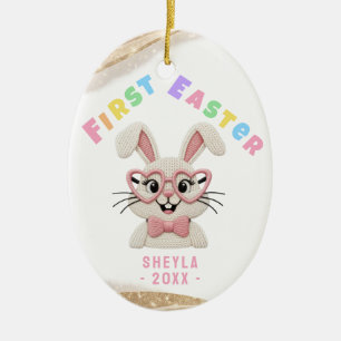 Baby's eerste Pasen Konijn Hart Bril Keramisch Ornament