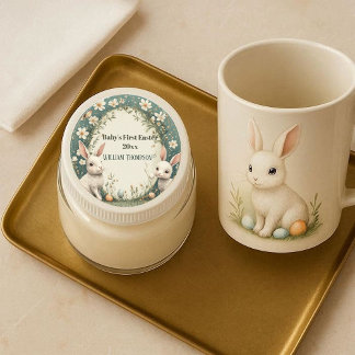 Baby's Eerste Pasen Lente Krans Bosdieren Ronde Sticker