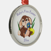 Baby's eerste Pasen met Cartoon Bunny Metalen Ornament (Rechts)