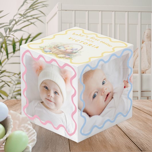 Baby's eerste Pasen Pastelkleurige Aangepaste Foto Kubus