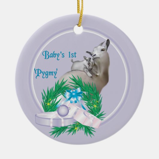 Baby's Eerste Pygmy Goat Wreath Holiday Ornament (Voorkant)