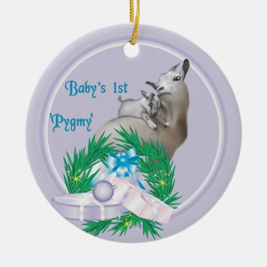 Baby's Eerste Pygmy Goat Wreath Holiday Ornament (Voorkant)