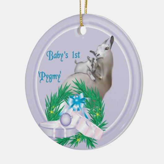 Baby's Eerste Pygmy Goat Wreath Holiday Ornament (Links)