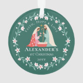 Baby's eerste religieuze kerstfoto ornament (achterkant)