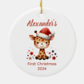 Baby's eerste schattige kerst Giraffe baby Animal Keramisch Ornament (Achterkant)