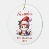 Baby's eerste schattige kerstkat baby Dier Keramisch Ornament (Links)