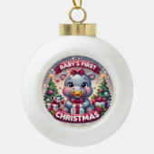 Baby's eerste Schattige kerstvakantie in het Beer Keramische Bal Ornament (Voorkant)
