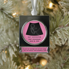 Baby's eerste Sonogram - Verzilverd Banner Ornament