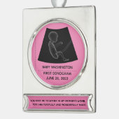 Baby's eerste Sonogram - Verzilverd Banner Ornament (Links)