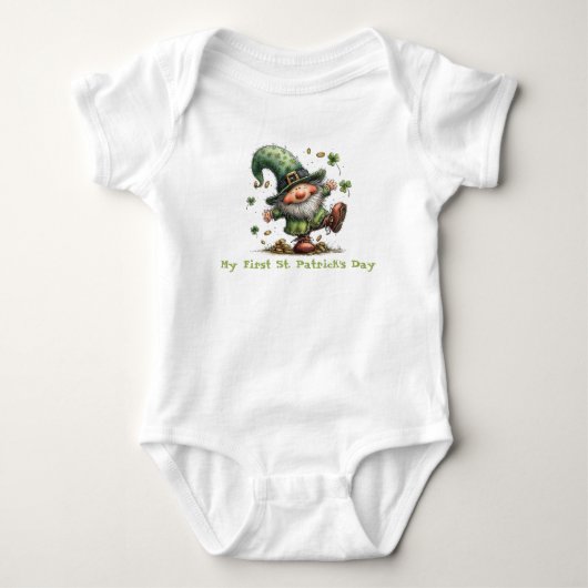 Baby's eerste St. Patrick's Day dansende Leprechau Romper (Voorkant)
