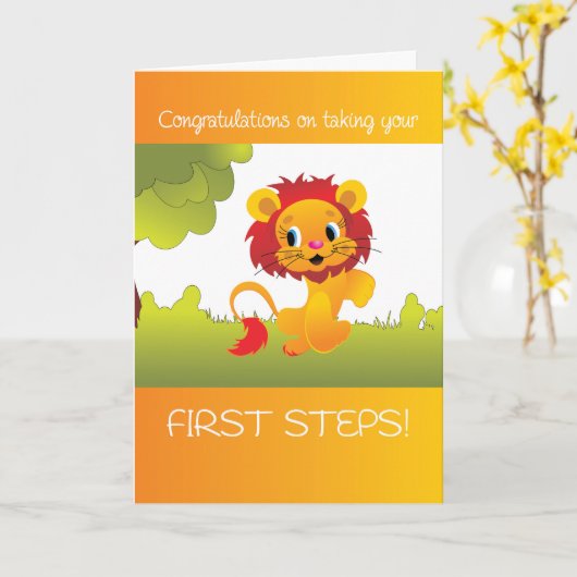 Baby's eerste stappen, gefeliciteerd met lopen, Cu Kaart (Gele Bloem)