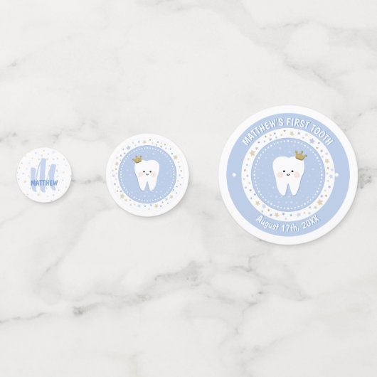 Baby's eerste tandfeest Monogram Decoraties Confetti (Voorkanten)