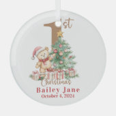 Baby's eerste teddybeer voor Kerstmis Glas Ornament (Voorkant)