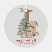 Baby's eerste teddybeer voor Kerstmis Glas Ornament (Achterkant)