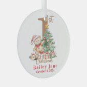 Baby's eerste teddybeer voor Kerstmis Glas Ornament (Voorkant Rechts)