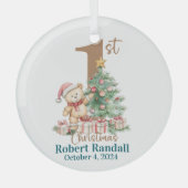 Baby's eerste teddybeer voor Kerstmis Glas Ornament (Voorkant)