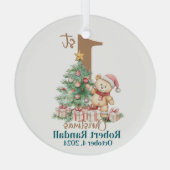 Baby's eerste teddybeer voor Kerstmis Glas Ornament (Achterkant)