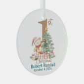 Baby's eerste teddybeer voor Kerstmis Glas Ornament (Voorkant Rechts)