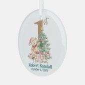 Baby's eerste teddybeer voor Kerstmis Glas Ornament (Voorkant links)