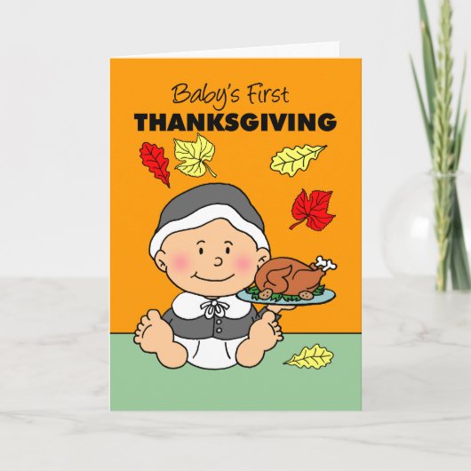 Baby's eerste Thanksgiving meisje pelgrim Kaart (Voorkant)
