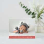Baby's eerste Thanksgiving Moderne lintfoto Briefkaart (Staand voorkant)