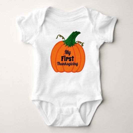 Baby's eerste Thanksgiving Oranje pompoen Romper (Voorkant)