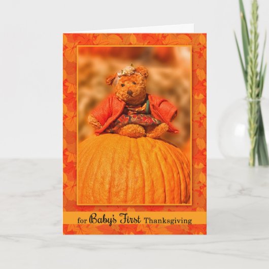 Baby's eerste Thanksgiving Zweet Teddy Bear Feestdagen Kaart (Voorkant)