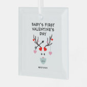 Baby's eerste Valentijnsdag Gift Personalized Glas Ornament (Voorkant links)
