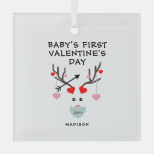 Baby's eerste Valentijnsdag Gift Personalized Glas Ornament