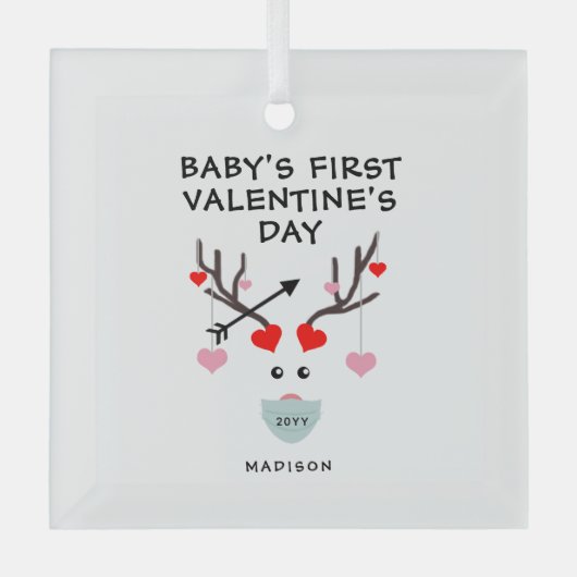 Baby's eerste Valentijnsdag Gift Personalized Glas Ornament (Voorkant)