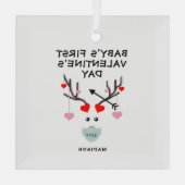 Baby's eerste Valentijnsdag Gift Personalized Glas Ornament (Achterkant)