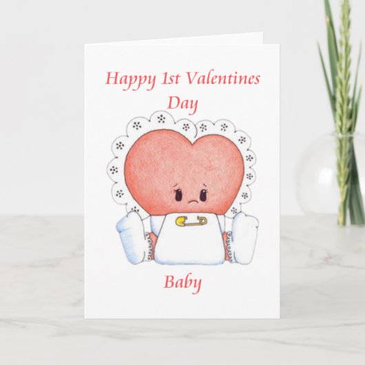 Baby's eerste Valentijnsdag Kaart (Blank - Meisje) (Voorkant)
