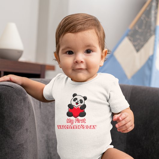 Baby's eerste Valentijnsdag panda met hart Romper