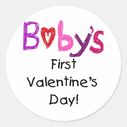 Baby's eerste Valentijnsdag Ronde Sticker (Voorkant)