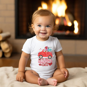 Baby's eerste Valentijnsdag verjaardagsfeestje Romper