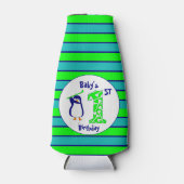 Baby's eerste verjaardag golfpinguïn horizontaal flesjeskoeler (Voorkant)