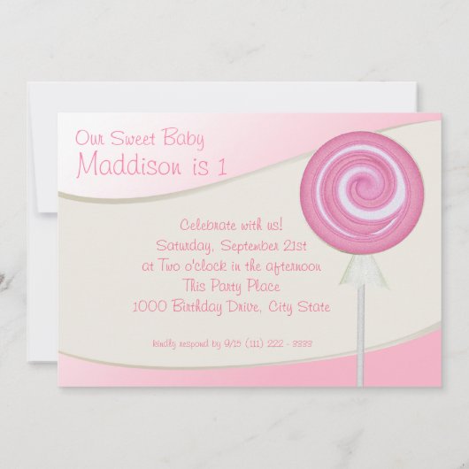 Baby's eerste verjaardag Lollipop Kaart (Achterkant)