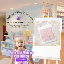 Baby's Eerste Verjaardag Pastel Pink Bows Bedankzakje