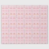 Baby's Eerste Verjaardag Pastel Pink Bows Cadeaupapier (Vlak)