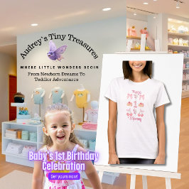 Baby's Eerste Verjaardag Pastel Pink Bows T-shirt