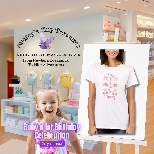 Baby's Eerste Verjaardag Pastel Pink Bows T-shirt