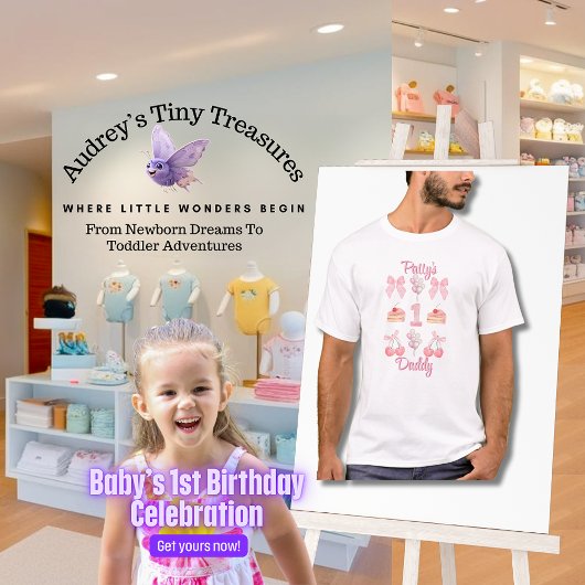 Baby's Eerste Verjaardag Pastel Pink Bows T-shirt