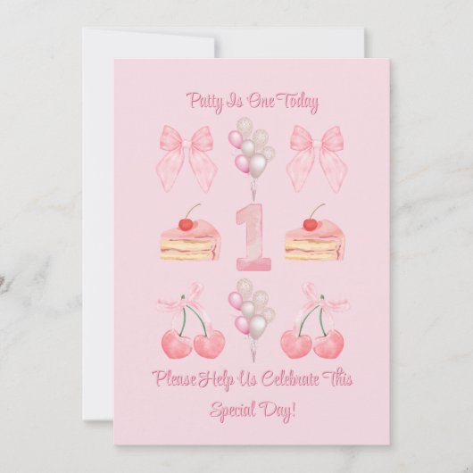 Baby's eerste verjaardag Pastel Roze Bogen Uitnodi Kaart (Voorkant)