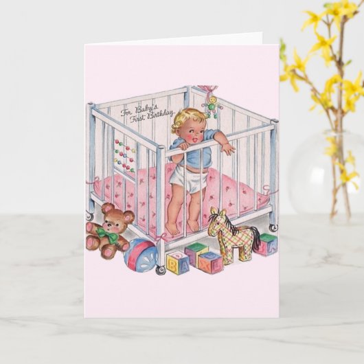  baby's eerste verjaardag Wenskaart Kaart (Gele Bloem)