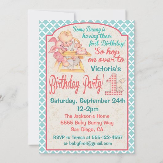  baby's eerste verjaardagsfeestje kaart (Voorkant)