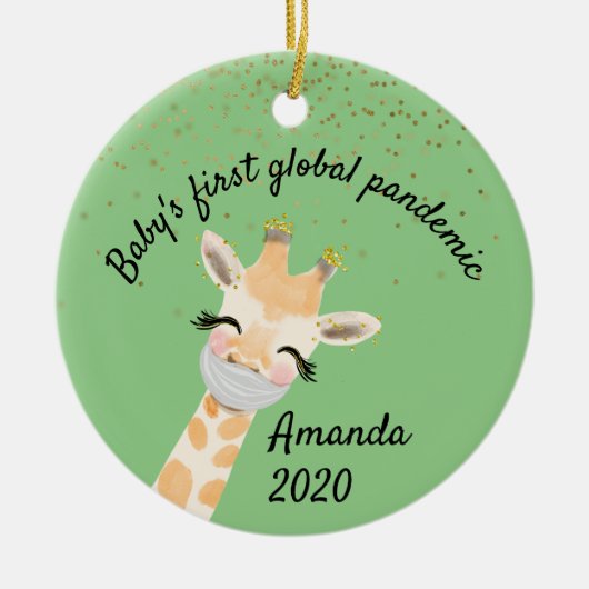 Baby's eerste wereldwijde pandemische Giraffe 2020 Keramisch Ornament (Voorkant)